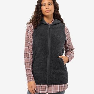 HIGH CURL LONG VEST W - black