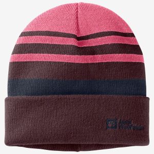 STRIPY KNIT BEANIE K - pink lemonade