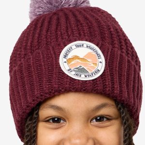 POMPOM BADGE BEANIE K - boysenberry