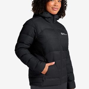 ATHER DOWN HOODY W RDS - black