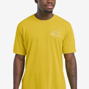 VONNAN GRAPHIC T M - PEAK TRAIL chartreuse