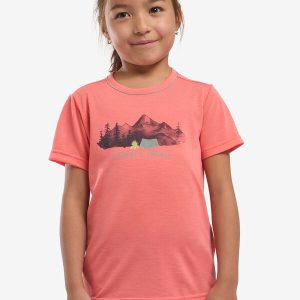 HIKING GRAPHIC T KIDS - PRINT sunset coral