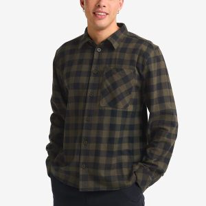 LITE FLANNEL SHIRT M - CHECK obsidian moss