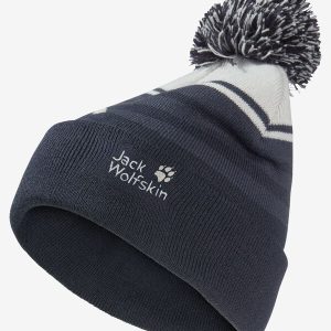 STRIPY POMPOM BEANIE K - dark navy